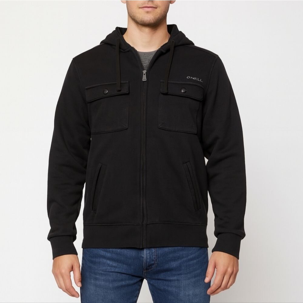 O'Neill Mens Sherpa-Lined Utility Hoodie Black Streetwear Essential S